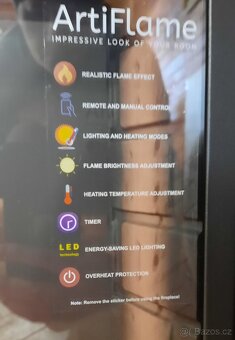 Nový elektrický nádherný krb Artiflame (dub) - 5