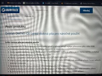 NOVÁ STOLNÍ PILA DeWALT DW745 S POJÍZDNÝM PODSTAVCEM - 5
