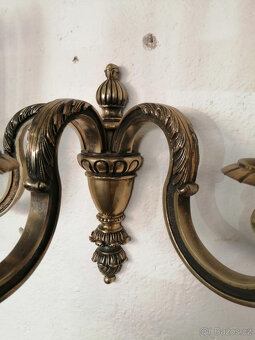 Nástěnná mosazná lampa okolo roku 1920 originál. - 5