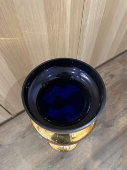 Vysoká váza novoborské modré sklo - 5