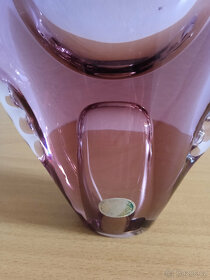 Retro krásná autorská váza z hutního skla - 5