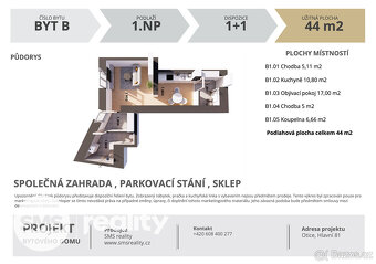 Nově zrekonstruovaný byt 1+1, 44m2, Otice, parkovací místo, - 5