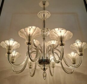 Starožitný Art Deco  celoskleněný lustr. - 5