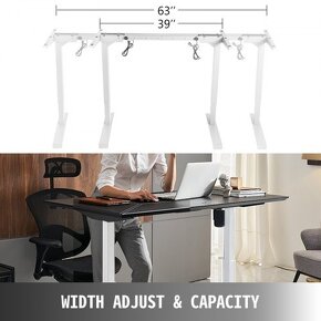 Elektrický polohovací stůl, standup desk, bílý rám - 5