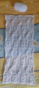 RUČNĚ PLETENÁ, NOVÁ, HEBKÁ, BÍLÁ ŠÁLA-PLÉD: 1,8metru x 39cm - 5