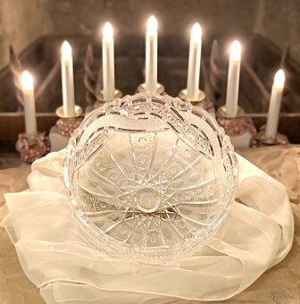 Luxusní masivní broušená mísa Bohemia Crystal Czechoslovakia - 5