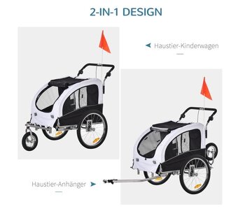 Vozík za kolo pro psy Dixon, bílý - 5