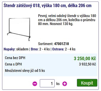 Štendr zátěžový - délka 206 cm - 5