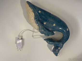 Modrá velryba keramická noční lampička. Teplá LED USB senzor - 5