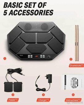 Přenosná sada elektronických bicích Donner DED-50T - 5