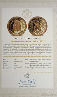 Svatováclavský dukát 1923 – oficiální replika (emise 2011) - 5