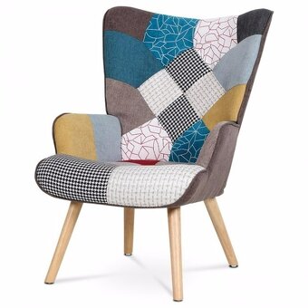 Křeslo (ušák) patchwork s podnožkou AK-305 PW2 - 5