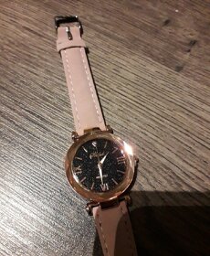 Dámské náramkové hodinky růžové třpytivé nové Quartz - 5