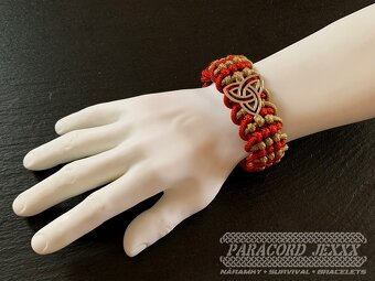 PARACORD náramek TRIQUETRA (19 cm) red - bronze - 5