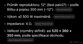 Subwoofer Peiying,pasivní zesilovač Mac - 5