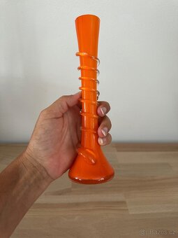 Stará skleněná váza oranžová - 5