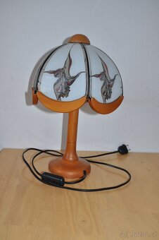 stolní lampa dřevo-sklo - 5