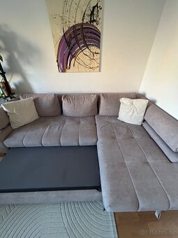 Rohová sedací souprava, světle šedá látka, pravý roh - 5