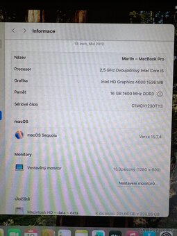 MacBook Pro mid 2012 - 16GB/256SSD/Sequoia - 5