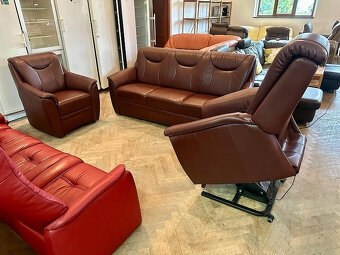 885 Kožená sedací souprava sedačka 3+1+1 el. poloh. křeslo - 5