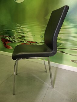 Jídelní stůl rozkládací, kov + sklo + kožené židle 8ks - 5