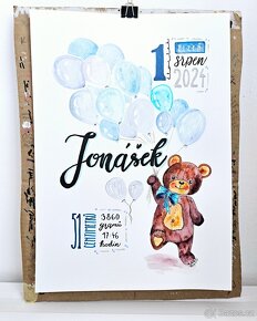 Originální obrázek se jménem a údaji miminka - 5