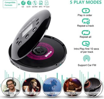 CD přehrávač přenosný s FM vysílačem, bezdrátové připojení s - 5