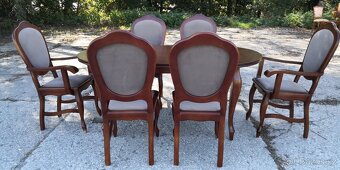 Masivní rozkládací stůl+6 židlí - 5