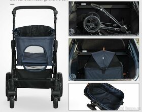 PawHut odpružený kočárek pro psy 2v1 tm. modrý - 5