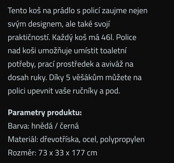 Nový prádelní koš 2x46 litrů s policí atd - 5