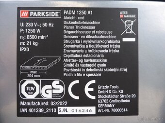 Hoblovka protahovačka PARKSIDE PADM 1250A1 na díly - 5