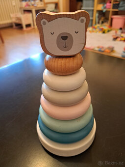 Dřevěné hračky - vkládací kostka, mýval, krokodýl - 5