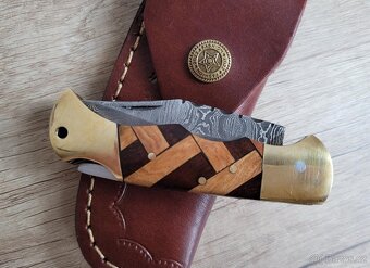 kapesní Damaškový nůž CLASSIC 16,5cm s koženým pouzdrem, ruč - 5