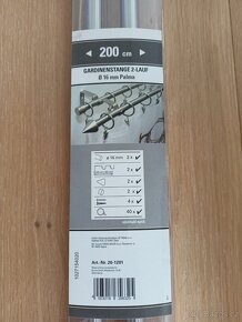 Nová dvojitá kovová záclonová garnýž 200 cm - 5