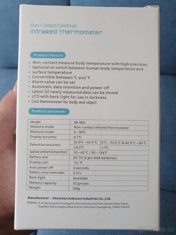Bezkontaktní teploměr s měřicím rozsahem 32℃- 42.5℃ - 5