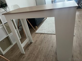 Barový stůl / kuchyňský ostrůvek s policemi – dub / bílá - 5