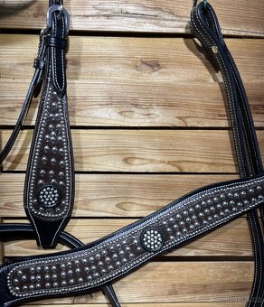 Westernový set 16) černý s hnědou imitací krokodýla - 5
