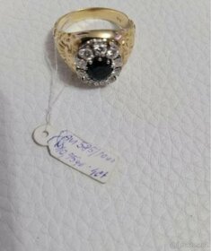 Zlatý prsten s Brilianty a Safírem - 5