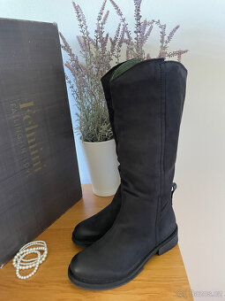 Černé luxusní natahovací kožené kozačky Felmini, vel. 39 - 5