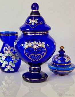 Novoborské sklo modré set 3 kusů - 5