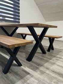 Masivní dubový stůl s lavicemi - 5