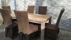 Jídelní stůl dubový rozkládací+6 židlí - 5