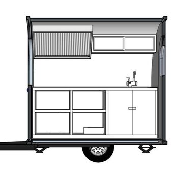 Food Truck Bílý 2,0 m široký s podvozkem a vybavením - 5