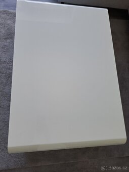 Konferenční stolek, bílá lesk/sklo - 5