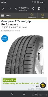 175/65 R14 XL Nové Goodyear letní - 5