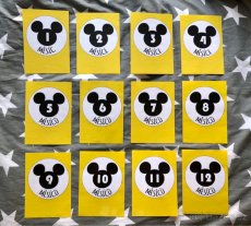 Milníkové kartičky - Mickey (modrá, růžová a žlutá sada) - 5