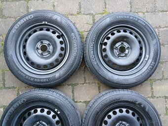 Plechová kola,sada,5x100,ET40,KUMHO,185/65 R15, NOVÁ SADA - 5
