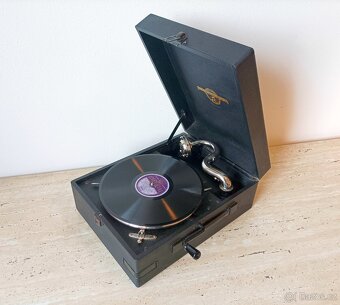 Columbia - starožitný anglický gramofon na kliku, top stav - 5