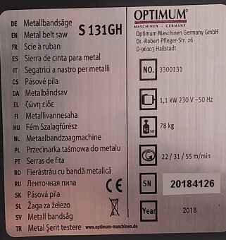 Pásová pila na kov S 131 GH-3300131 - 5