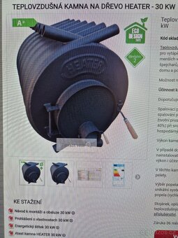 Teplovzdušná kamna na dřevo s výměníkem - 5